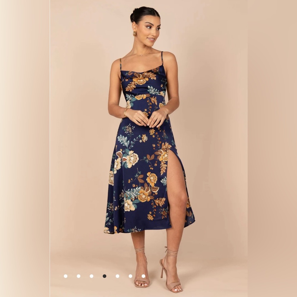 Petal & Pup - Alejandra Cowl Neck Midi Dress, Navy